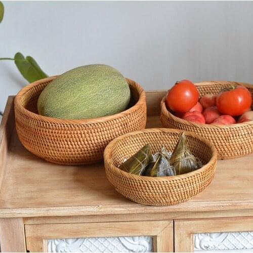 Round Wicker Basket Fruit Vegetables Handmade Baskets Wicker Bread Baskets Bread Serving Basket Food Serving Baskets