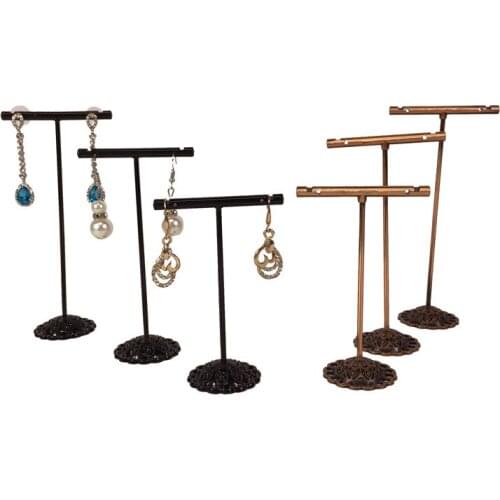 3Pcs/Set Metal T Type Earrings Display Stand Holder Jewelry Display Ear Stud Showcase