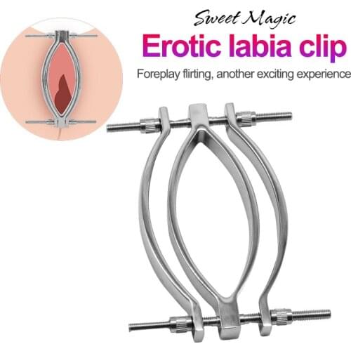 Metal Labia Clip With Clitoris Stimulate Bullet Vibrator BDSM Bondage Vagina Speculum Pussy Massager Sex Toy For Women