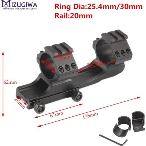 MIZUGIWA Hunting Heavy Duty Cantilever Rifle Scope Mount Dual Ring 25.4mm/ 30mm Picatiiny Rail 11mm/ 20mm Weaver Adapters Pistol