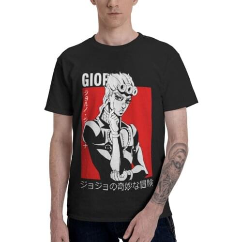 Jojo Bizarre Adventure Giorno Giovanna T-shirt Mens Harajuku T Shirt Short Sleeve 100% Cotton Lover Japanese Anime Tshirt Tee