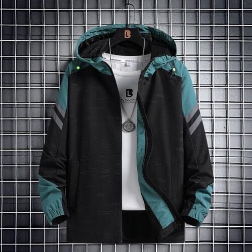 Plus Size 8XL 7XL 6XL 5XL XXXXL Oversize Jacket Men Casual Hooded Mens Spring Autumn Bomber Jacket Coat Reflective Color Trendy