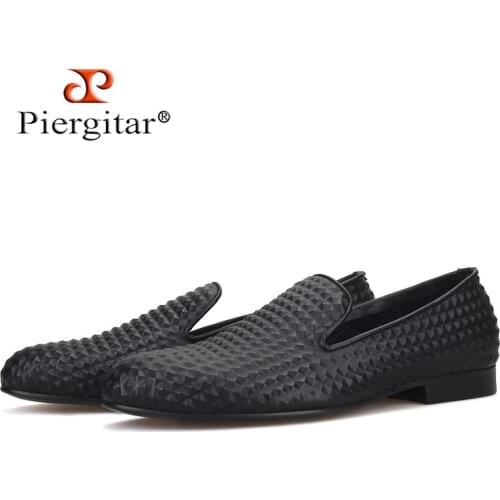 Piergitar New Pyramid 3D Technique Mens leather Loafers For Party and Wedding Occasion Classic British Style men dress shoes