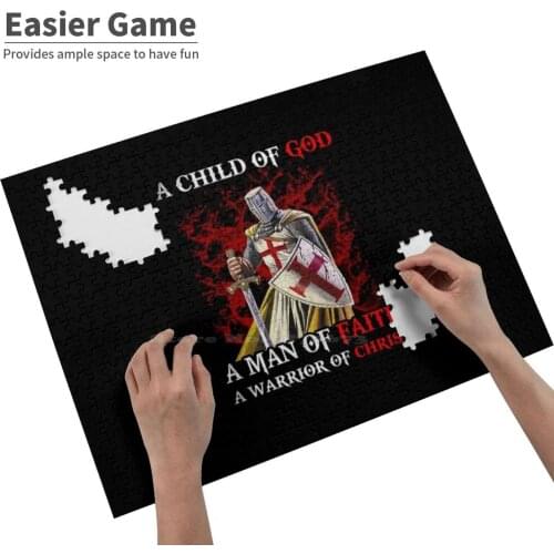 Mens Knight Templar A Child Of God A Man Of Faith A Knight Templar Apparel Shirt Knight Jigsaw Puzzle Game Wooden Toys