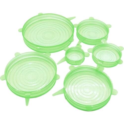 Set Of 6 Reusable Silicone Stretchy Round Seal Lids Universal Bowl Covers Food Fresh Cover Microwave Cover Fresh-Care
