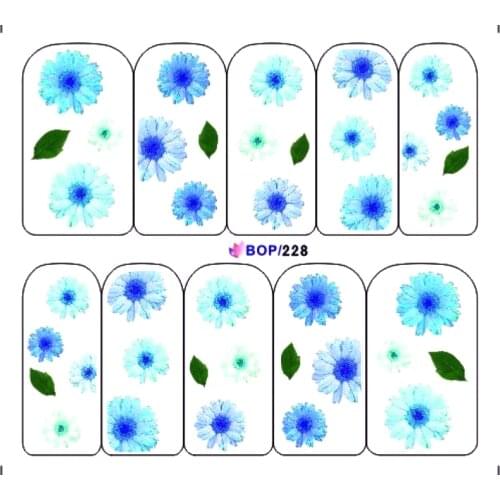 UPRETTEGO NAIL ART WATER DECAL SLIDER NAIL STICKER 4 COLORS FLOWER DAISY ROSE PEONY FLORID BOP228-235