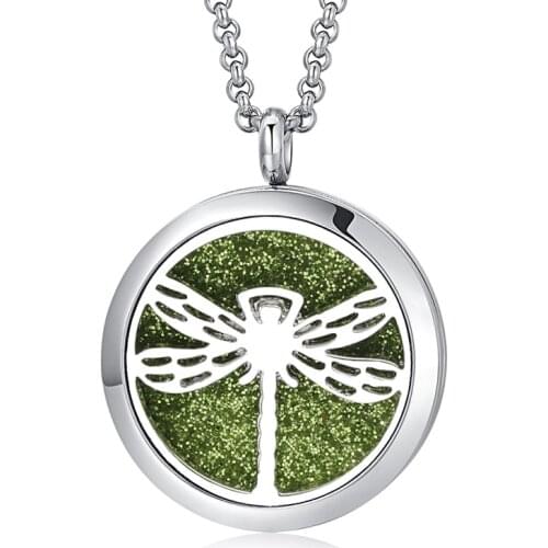 2019 New Aroma Diffuser Necklace Dragonfly Designs Stainless Steel Pendant Perfume Lockets Essential Oil Aromatherapy Necklace
