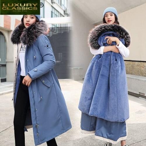 Coats Parka Faux Fur Winter Jacket Women Wool Liner Long Coat Female Large Fur Hooded Outwear Warm Parkas Hiver Nyxyg-918