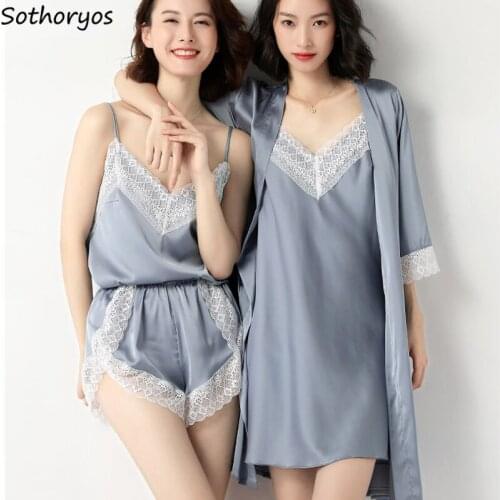 Pajama Sets Women Solid Lace Hollow Out Sexy Sleeveless Silk Soft Elegant Sweet Simple High Quality Summer Spring All-match New