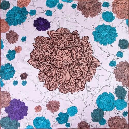 100% Silk Scarf Women Scarf Collard Flower Hijab Middle Square Silk Scarf 2019 Top Foulard Female Big Bandana Hot Gift for Lady