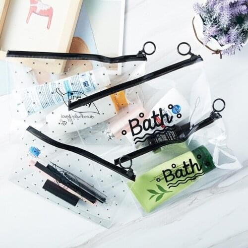 1PC Transparent PVC Pencil Bag for Students Girls Women Cosmetic Makeup Bag Case Travel Bath Wash Pouch