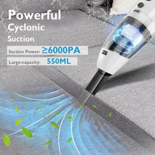 Handheld Vacuum Cleaner Cordless 6000pa Powerful Cyclone Suction Portable Rechargeable Vacuum Cleaner For Car Home Pet Hair#db4
