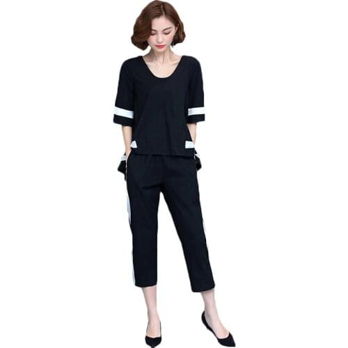 Plus Size 5XL Summer Sporting Suit Woman 2020 New Loose Two Piece Sporting Sets Women Tracksuit Set Female Slim Tops&pants Suit