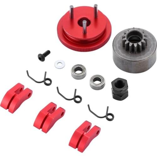 RC Clutch Bell 14T Gear Bearing Clutch Shoes Springs Cone&Engine Nut Flywheel Assembly for 1/8 RC Model Nitro Car HPI HSP Traxxa
