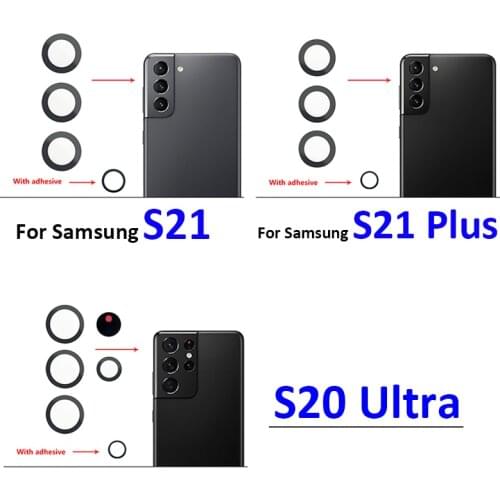100Pcs Rear Back Camera Glass Lens Cover For Samsung A32 A52 A72 A82 S21 Plus S21 Ultra With Ahesive Sticker Replacement Parts