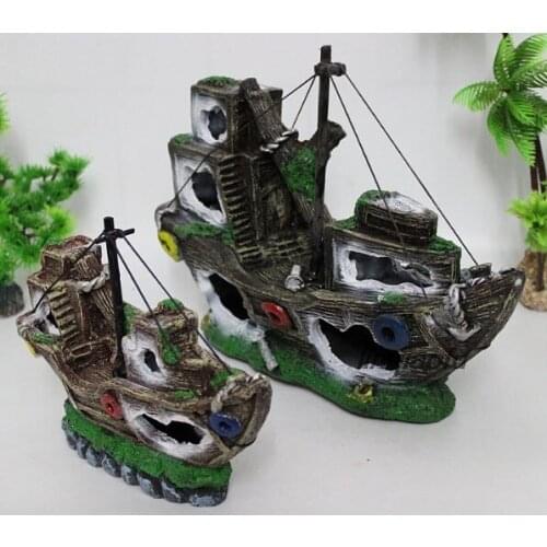 Oral fish tank decoration in micro-view pirate ship