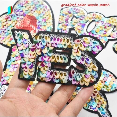 Diy Decoration Bag Shoe T-shirt Oval Hollow Gradient Color Sequin letter Star Clothes Patch