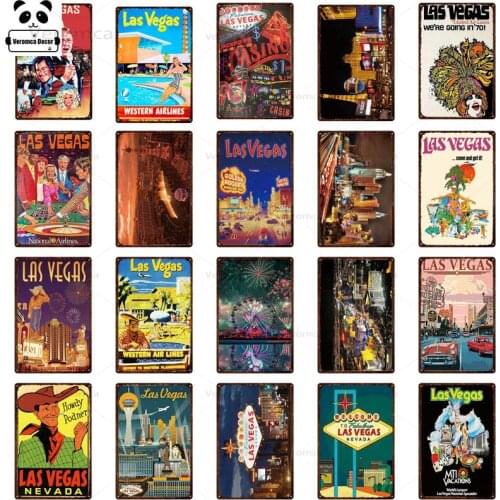 LAS VEGAS Vintage Metal Sign Bar Wall Decor Tin Sign Vintage Bar Pub Wall Decor Painting Plaques Plate Art Poster