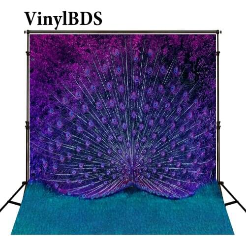 VinylBDS Romantic Outdoor Wedding Backdrop Baby Beautiful Peacock Tail Backgrounds Princess Backdrop for Children Photo Studio
