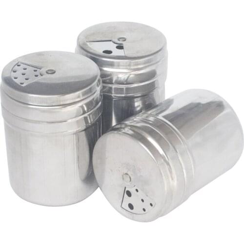 Rotatable cover Kitchen Cruet BBQ Roast Condiment Storage Bottle Stainless Steel Seasoning Jar Salt Pepper Shakers Spice Can