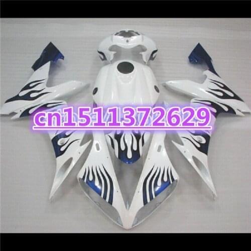 YZFR1 Fairing kit for YZF R1 04 05 06 YZF-R1 04-06 YZF1000 blue flames in white YZF R1 2004 2005 2006 fairing parts-Dor D