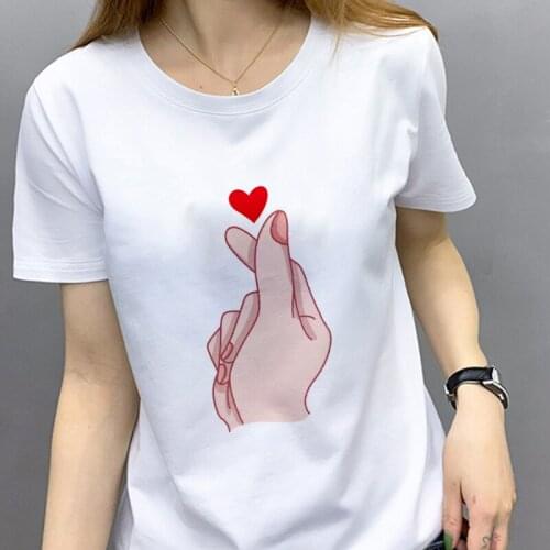 Than Heart Printed Women T-shirt Harajuku White Tops Female Clothing 2020 Harajuku Summer O-neck Casual Ladies Tee top Shirts