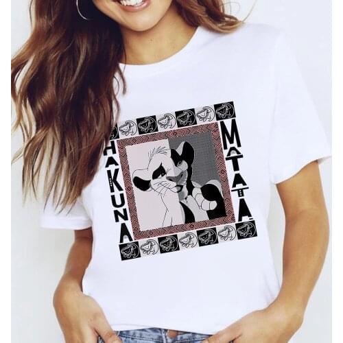 Fashion Cartoon Disney The Lion King Simba Print Women Tshirt Summer Casual HAKUNA MATATA Girl Tops Cute Harajuku Clothes Femme