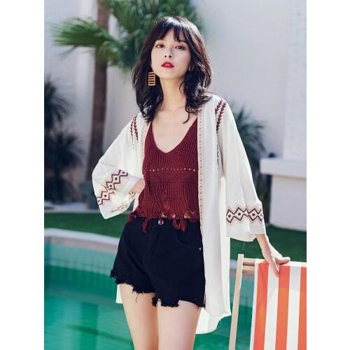 European Summer Autumn New Retro Shawl Air-conditioning Thin Seaside Beach Holiday Jacket Cardigan Women Fashion Streetwear 2021