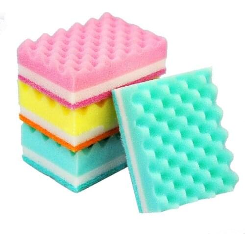 1Pc Wave Shape Kitchen Sponge Scouring Pad Multi-purpose Washing Bowl Dishes Cleaning Sponge Bushes Cleaner Dishwashing Rags