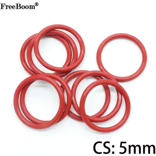 10pcs VMQ Red Silicone O Ring CS 5mm OD 18~45mm FoodGrade Waterproof Washer Rubber Insulated Round O Shape Seal Gasket