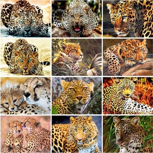 5D DIY Diamond Painting Leopard Full Round/Square Diamond Embroidery Animals Cross Stitch Rhinestones Mosaic Home Decoration
