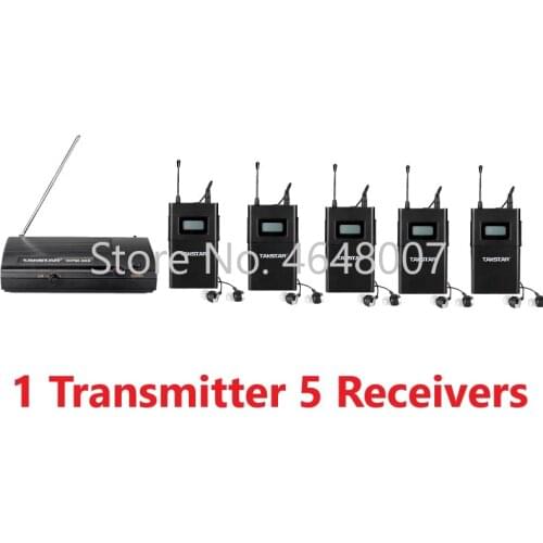 Takstar WPM-200/ WPM200 UHF wireless monitor system use for recording studio/on-stage monitoring 1 Transmitter +5 Receivers