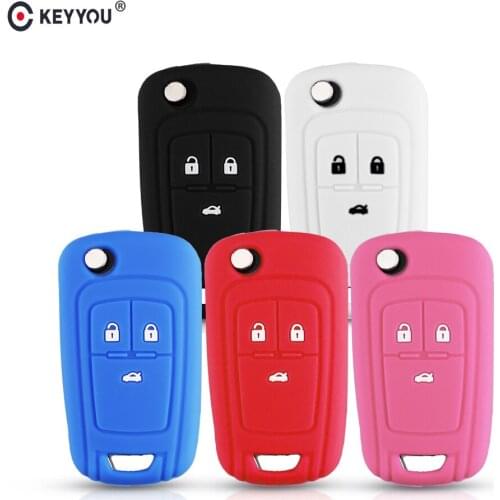 KEYYOU 50pcs 3 Button Silicone Car Key Cover Case for Chevrolet Cruze fit Buick Opel VAUXHALL Astra Corsa Antara Meriva Insignia
