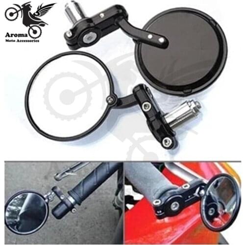 Black round motorcycle side mirror 22mm motorbike handle bar end mirrors motocross ATV Off-road moto parts dirt pit bike scooter