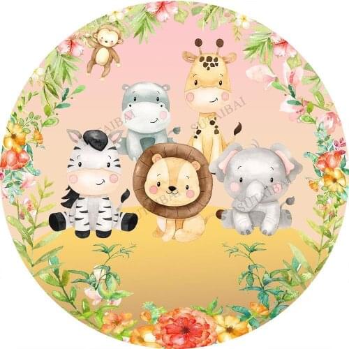 Jungle Safari Animals Lion Elephant Party Backdrop Custom Photography Background Baby Shower 1st Birthday Banner Photobooth
