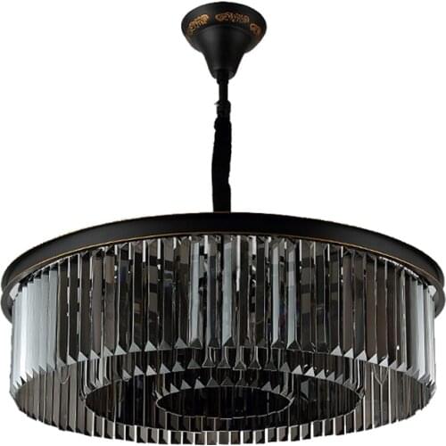 Hot Sale Round Crystal Dining Room Modern Design Chandelier Lamps Black Color Pendant Light For Room