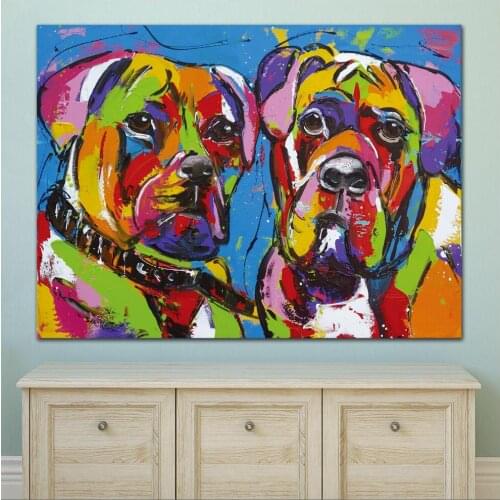 Large size Printing 00-3 Animal two dogs color wall Art Picture Home Decor Living Room Modern Canvas Print Paintings no frame