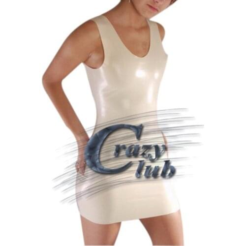 Latex Erotic Girls Latex Sexy Women White Classic latex armless Latex Customized DressFast Delivery