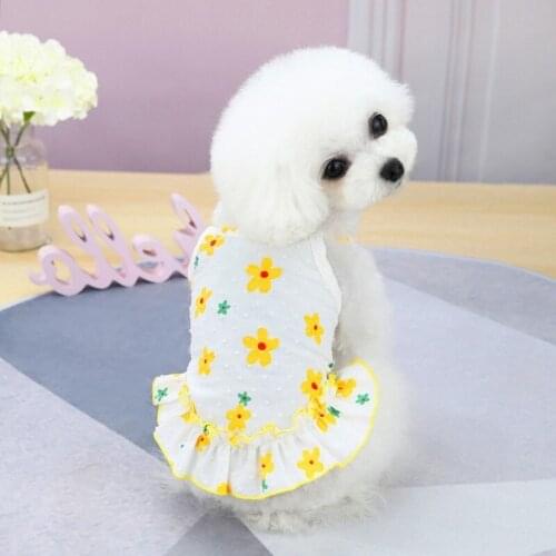 Cute Pet Dog Small Floral Princess Dress Summer Multicolored Braces Skirt Pet Puppy Kitten Princess Clothes