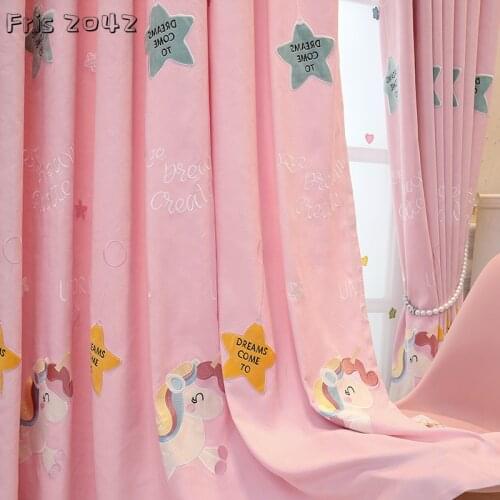 Cartoon Anime Childrens Room Curtains Girl Cute Embroidered Princess Style Shading Curtains for Living Dining Room Bedroom