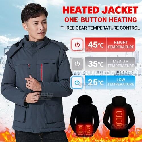 Winter Electric Heated Jacket Men Motorcycle Jacket USB Thermal Warm Heated Vest Outdoor Jacket Moto Biker Motorbike Coat M-5XL