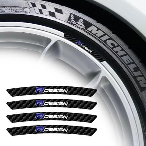 For Volvo RDESIGN Suzuki T6 AWD S40 S60 4pcs Car stickers refitting wheel sticker carbon fiber Rims decorative exterior parts