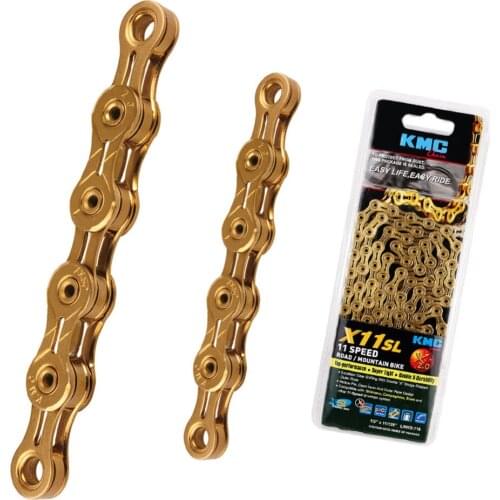 Original X11SL-Ti 2.0 KMC 11 Speed Bike Chain for Trekking 116 Links Super Light Titanium Nitride Gold Coated Road 11S KMC Chain