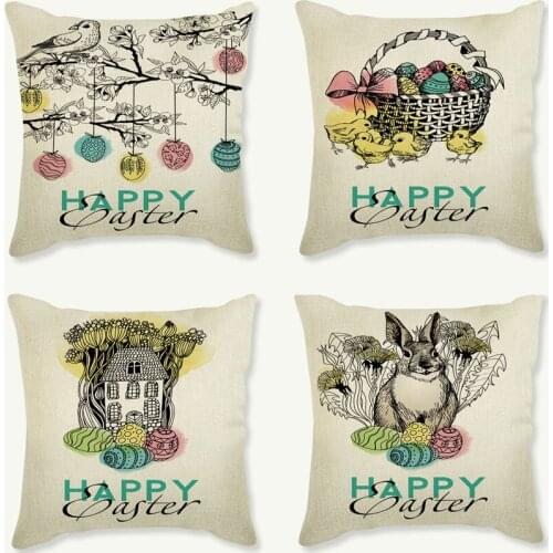 Easter Flower Bird Pattern printing Sofa Bed Home Decoration Festival Pillowcase Cushion Funda almofadas cojines