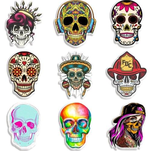 Skull Character Printed Flat Resin Planar Halloween Cartoon for Home Decoration Accessories DIY Bow Center Earring 30pcs