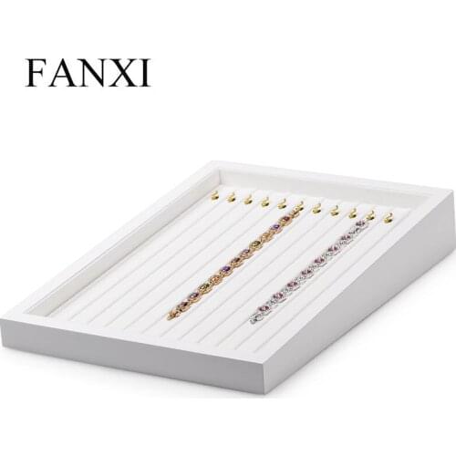 Oirlv Jewelry Tray Wood White Ring Earring Display Tray Bracelet Organizer Jewelry Showing Stand Storage Case Pendant Display