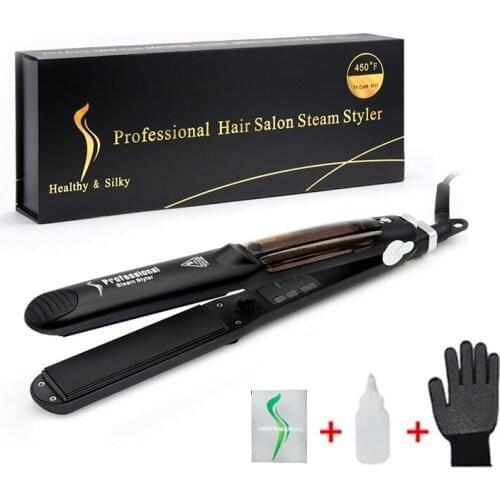 Professional Steam Hair Straightener Ceramic Argon Oil Hair Flat Iron Seam Hair Straightening Iron Curler Hair Styling Tool