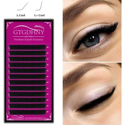 GTGDHNY Faux Mink Eyelash Extension C D L L+ Individual Eyelashes Matte Black Russian Volume Private Label Lashes Makeup Cils