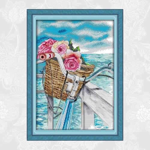 Romance By The Sea Joy Sunday Cross Stitch Kits 14CT 11CT Printed Canvas DIY Handmade Cross Stitch Embroidery Needlework Sets