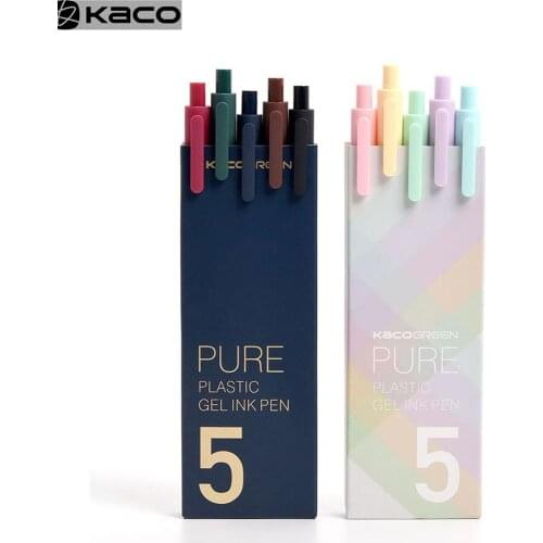 5pcs/Pack KACO kacoGreen 0.5mm Sign Pen Signing Pen Smooth Ink Writing Durable Signing 5 Colors for Student School/Office worker
